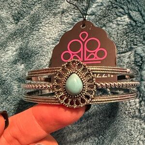 Paparazzi Silver Cuff with Turquoise Accent